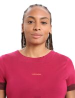 Icebreaker Women ZoneKnit Merino Short Sleeve Slit Back T-Shirt Z04NXR799 Clothing Cherry/Espresso - Image 4