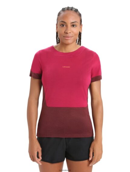 Icebreaker Women ZoneKnit Merino Short Sleeve Slit Back T-Shirt Z04NXR799 Clothing Cherry/Espresso
