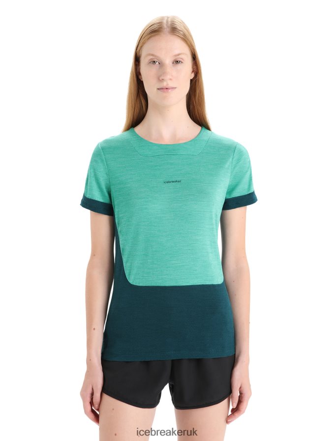 Icebreaker Women ZoneKnit Merino Short Sleeve T-Shirt Z04NXR658 Clothing Fresh Heather/Green Glory - Image 1